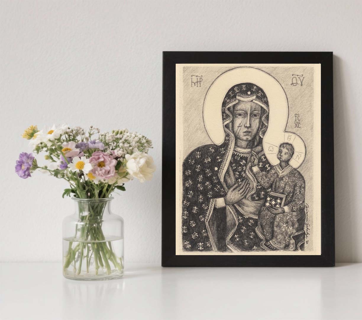 Our Lady of Czestochowa (B&W) Print